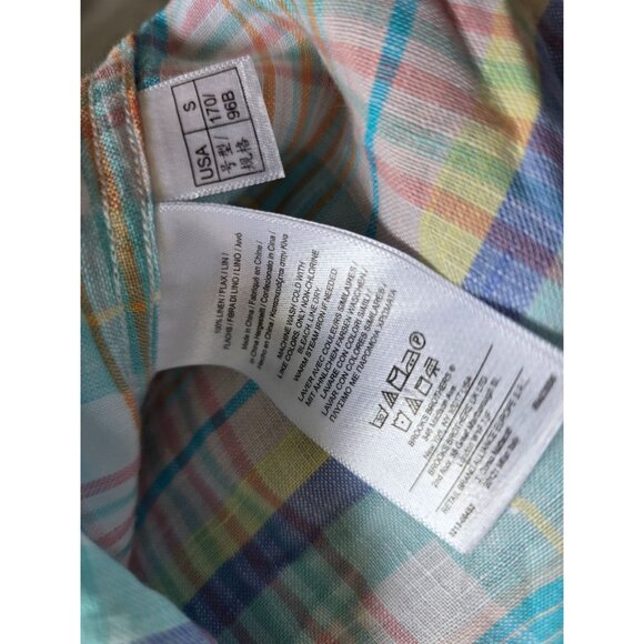 Brooks Brothers Small Pastel Plaid Irish Linen Button up Shirt Multicolor - Picture 6 of 8